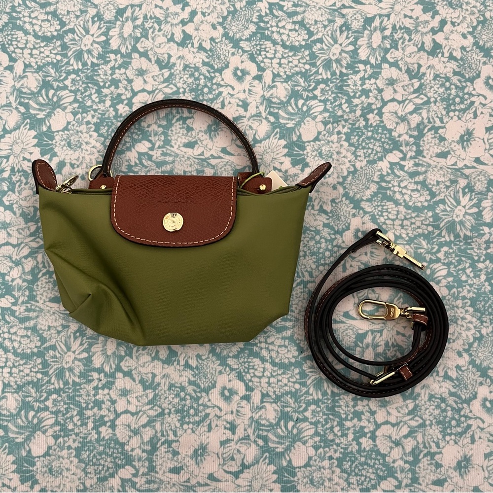 Longchamp Green and Brown Mini Bag